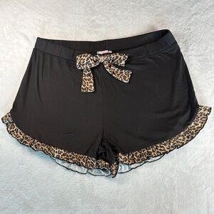 Jordann Jammies Leopard Ruffle Lounge Sleep Shorts XL Black